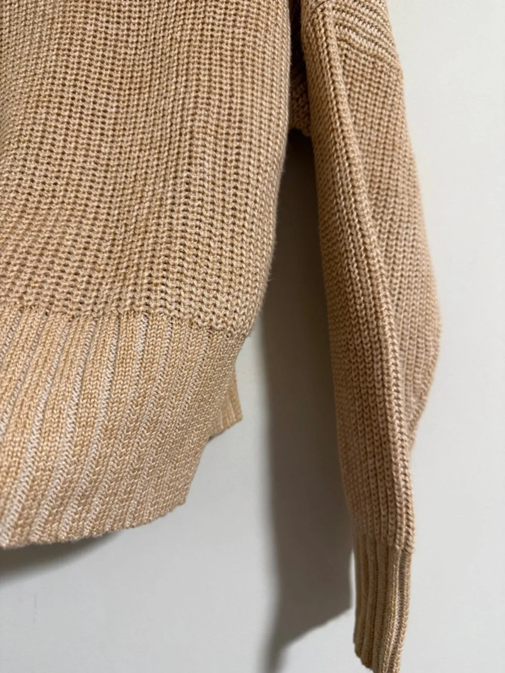 J. Crew Ribbed funnelneck sweater in linen-cotton blend crop size Small